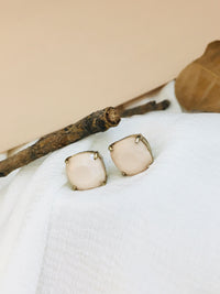 Thumbnail for Beige Stone Stud Earrings