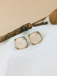 Thumbnail for Beige Stone Stud Earrings