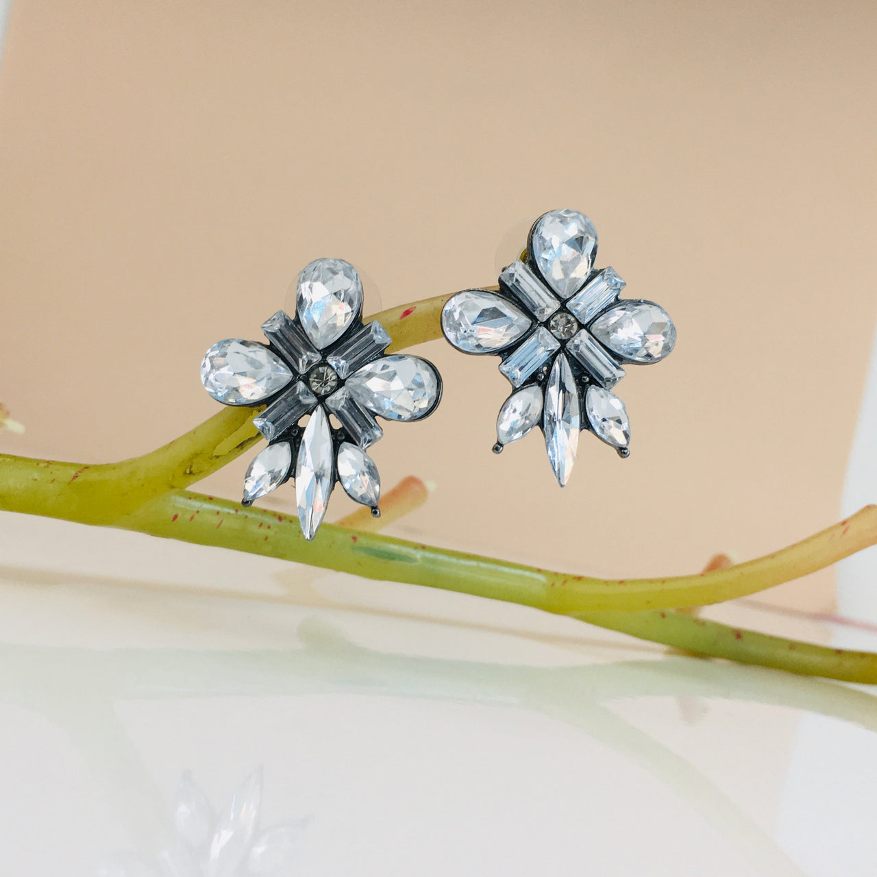 Crystal Stone Stud Earrings