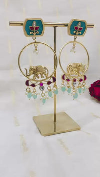 Mint Elephant Motif Earrings