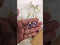 Small Purple Crystal Stud Earrings