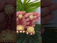 Statement Ruby Pearl Jhumki Earrings Zayn Luxury Jewellery