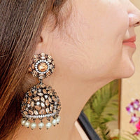Thumbnail for Bronze Pearl Hanging Jhumki Earrings Zayn Luxury Jewellery
