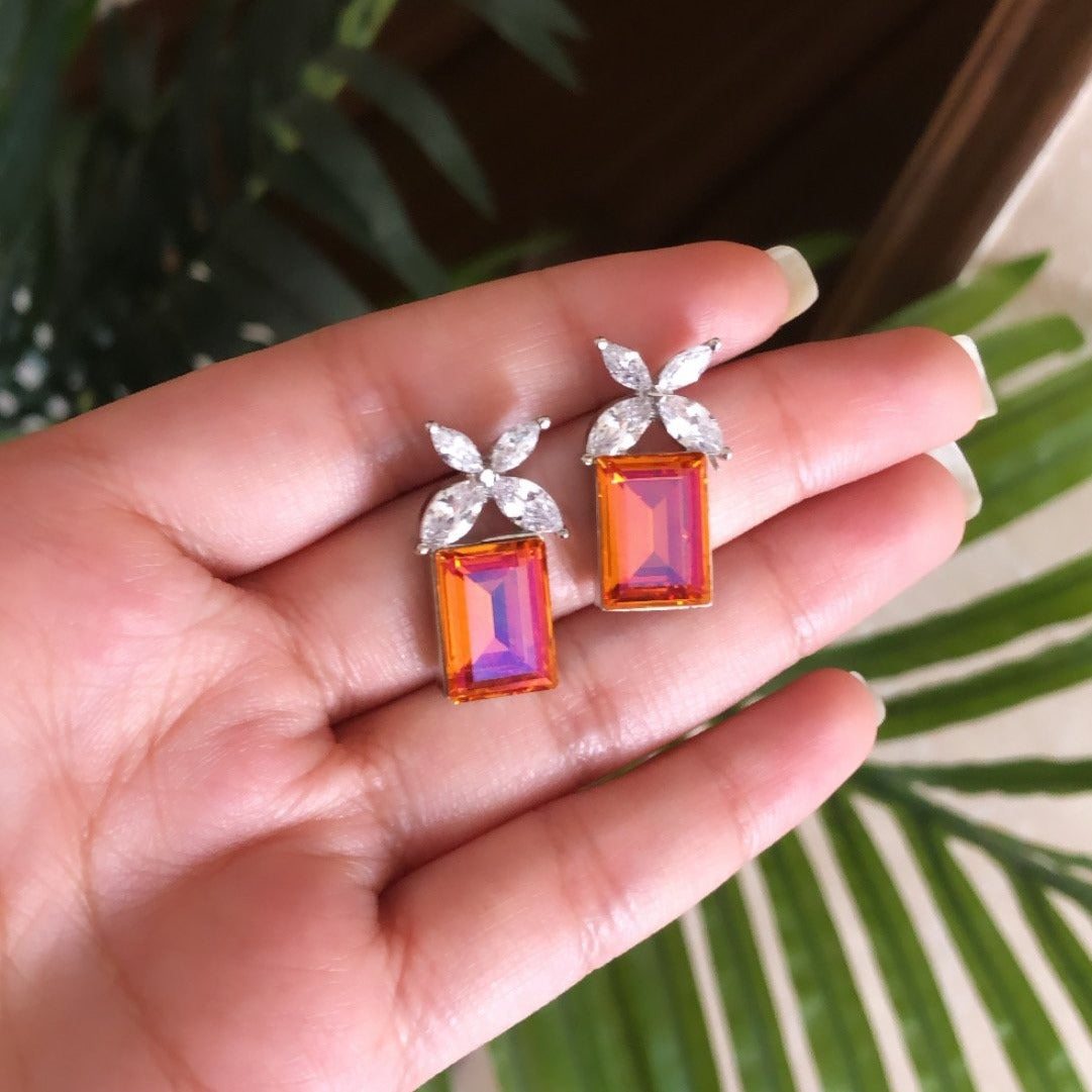 Orange Crystal Studs By Doll UpOrange Crystal Stud Earrings Zayn Luxury Jewellery
