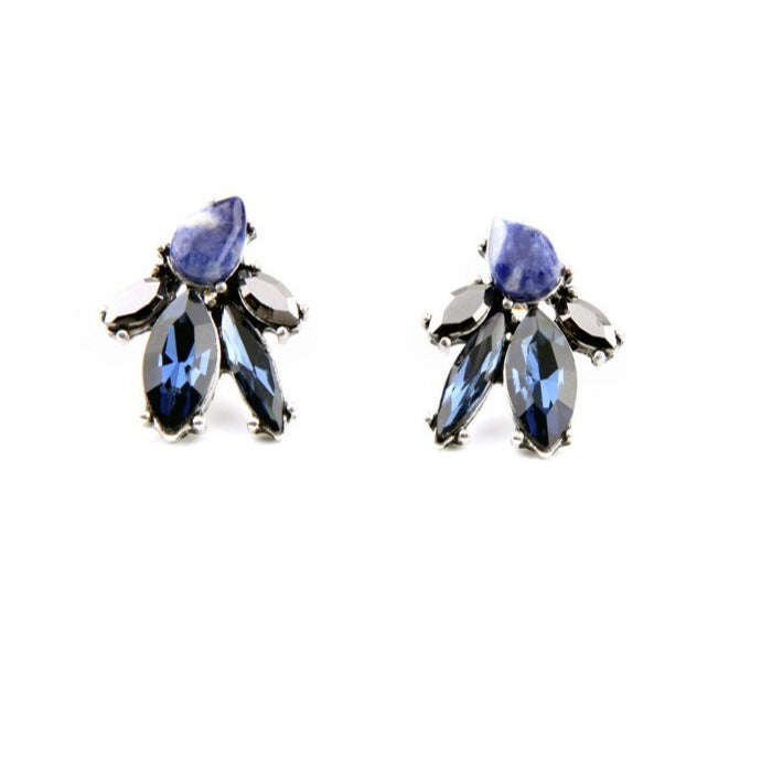 Blue Crystal Stud Earrings Zayn Luxury Jewellery