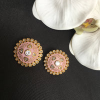 Thumbnail for Pink Meenakari Stud Earrings Zayn Luxury Jewellery