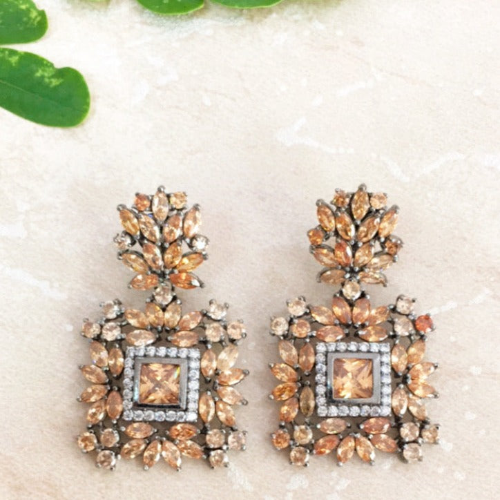 Bronze Diamond Square Earrings Zayn Luxury Jewellery