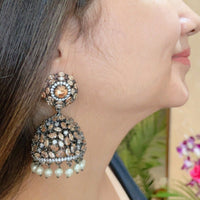 Thumbnail for Bronze Pearl Hanging Jhumki Earrings Zayn Luxury Jewellery