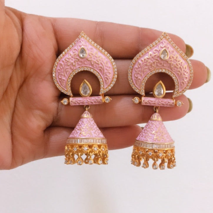 Meenakari Jhumki Earrings Zayn Luxury Jewellery