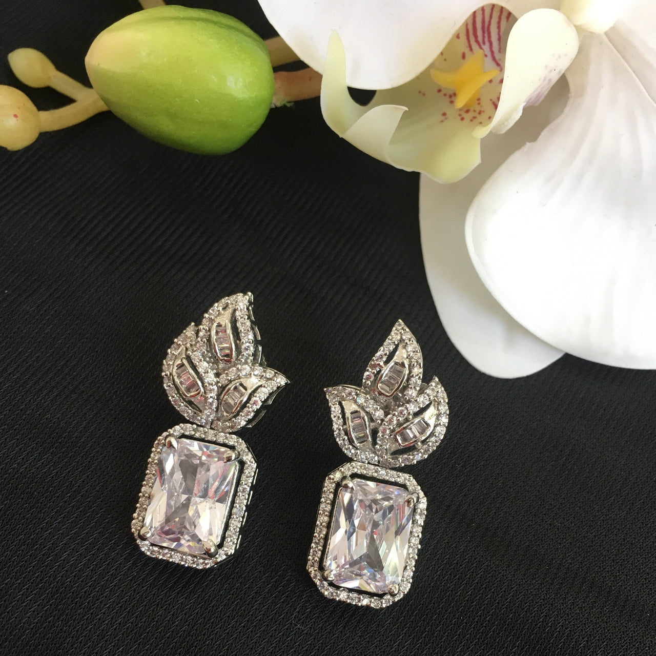 Diamond Leaf Doublet Earrings Zayn Luxury Jewellery