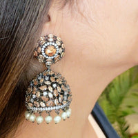 Thumbnail for Bronze Pearl Hanging Jhumki Earrings Zayn Luxury Jewellery