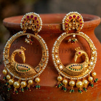 Thumbnail for Gold Peacock Chandbali Earrings Zayn Luxury Jewellery