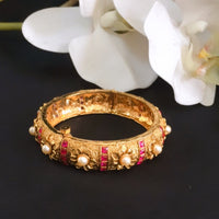 Thumbnail for Gold Pearl Flower kada Bangle Zayn Luxury Jewellery