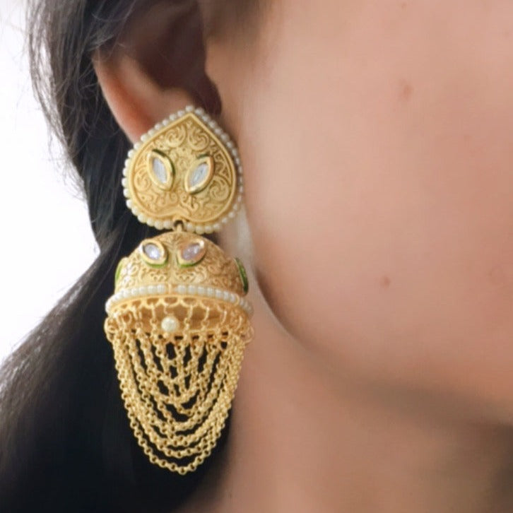 Meenakari Kundan Jhumki Earrings Zayn Luxury Jewellery