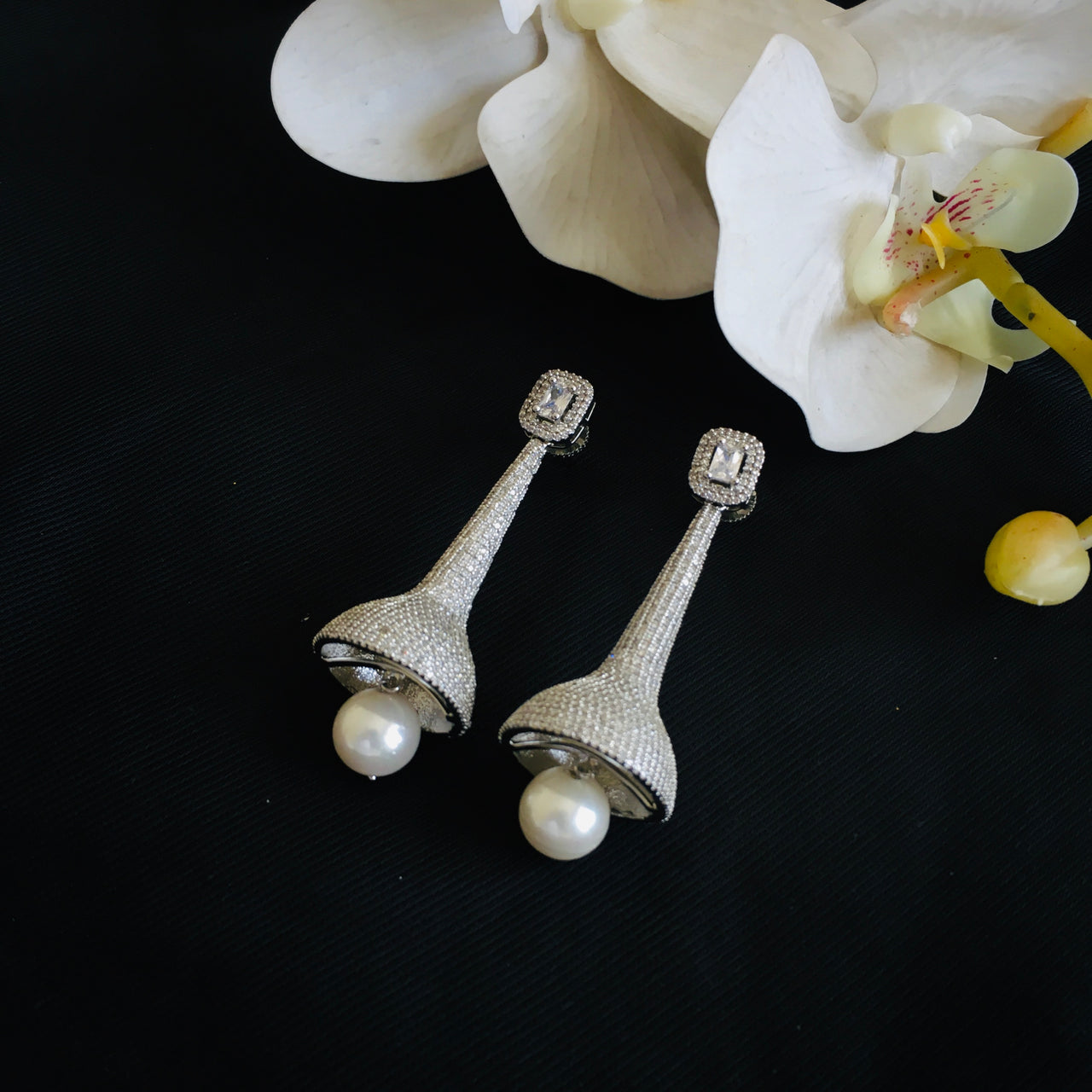 Diamond Pearl Drop Cocktail Earrings Zayn Luxury Jewellery
