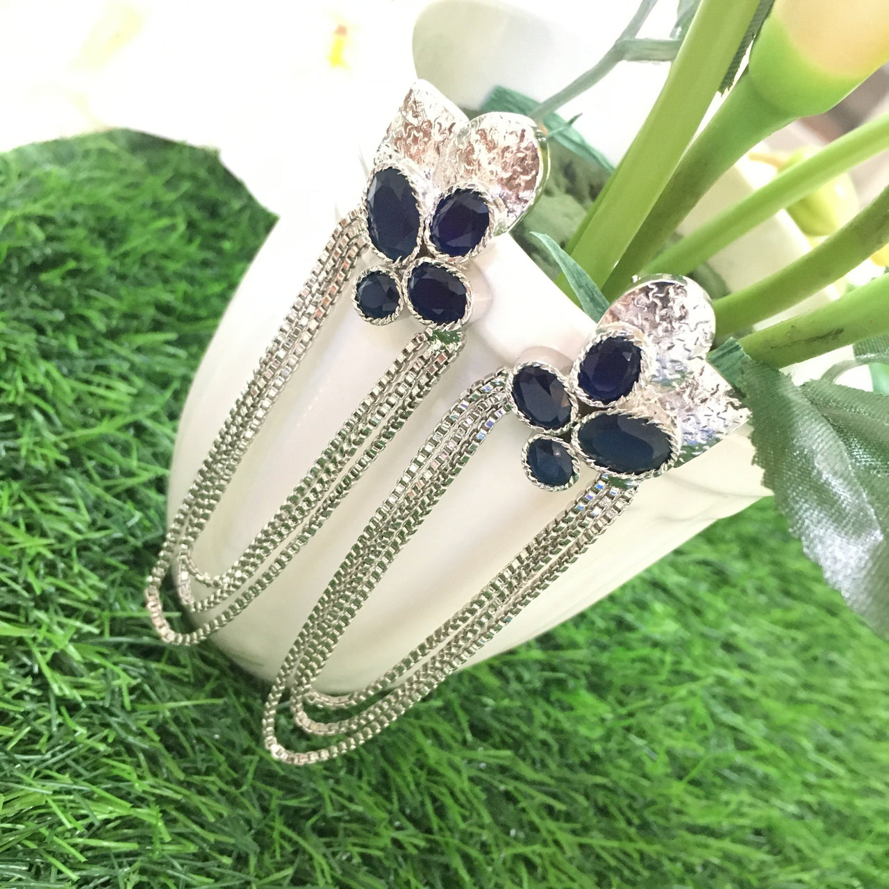 Blue Sapphire Danglers Zayn Luxury Jewellery