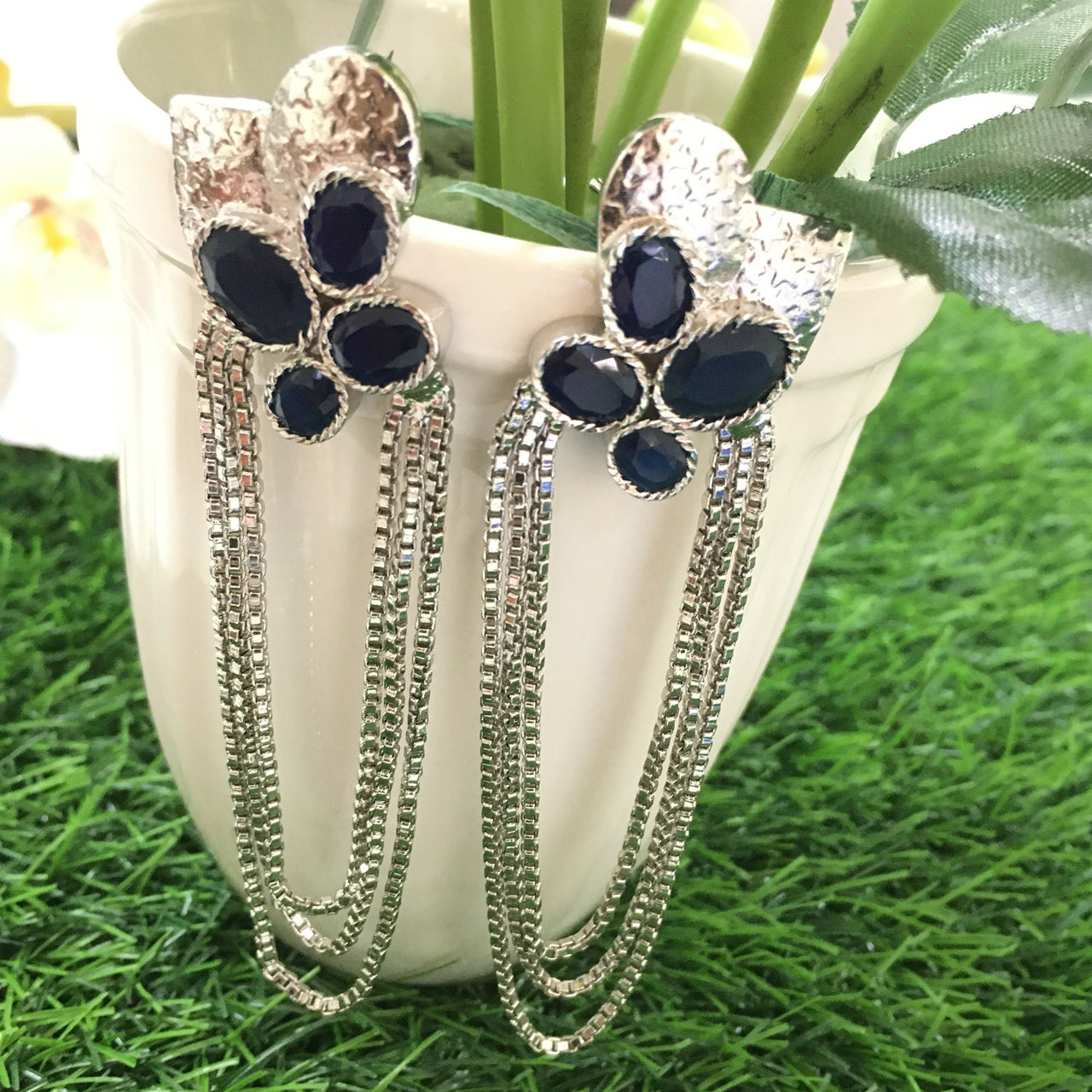 Blue Sapphire Danglers Zayn Luxury Jewellery
