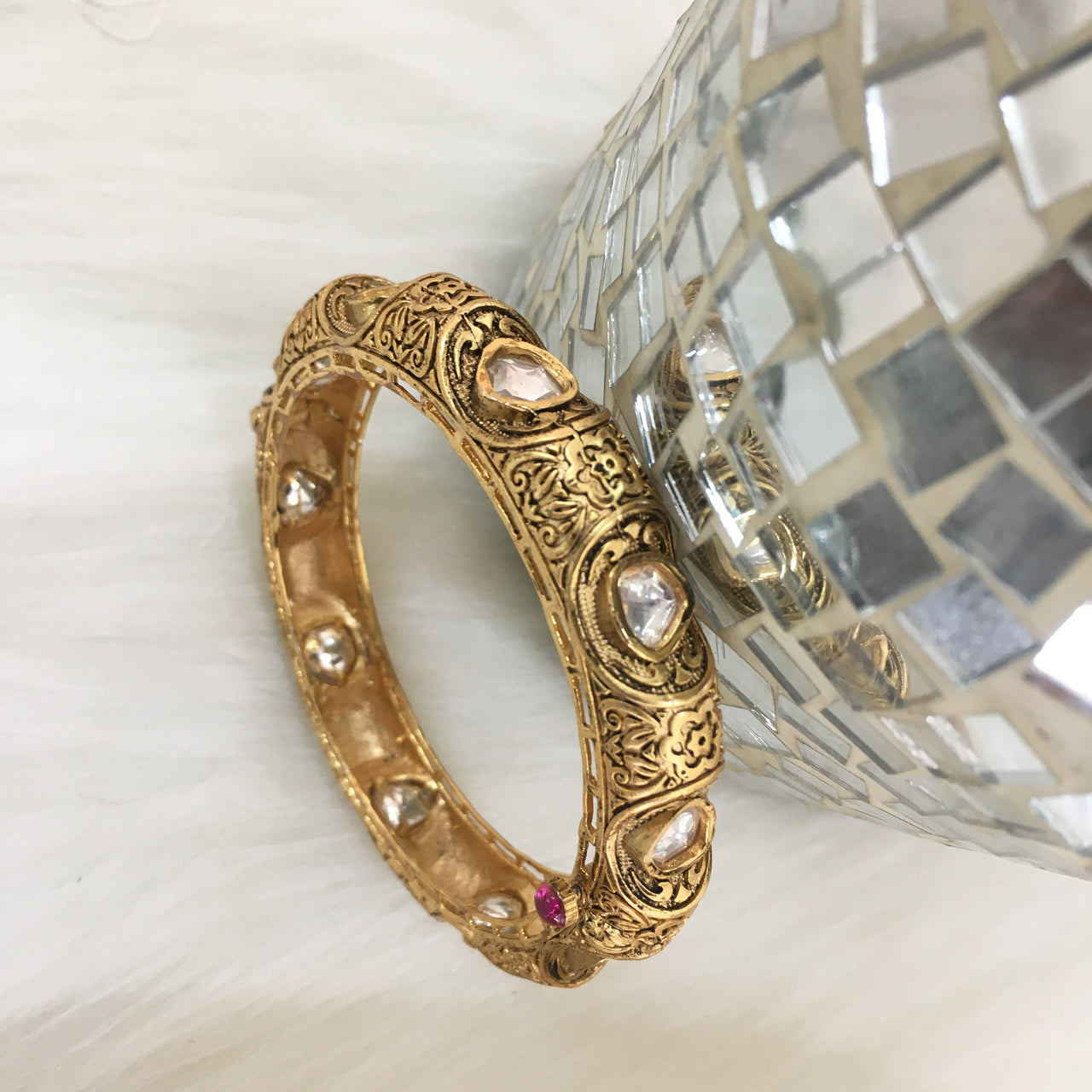 Gold Polki Bangle Zayn Luxury Jewellery