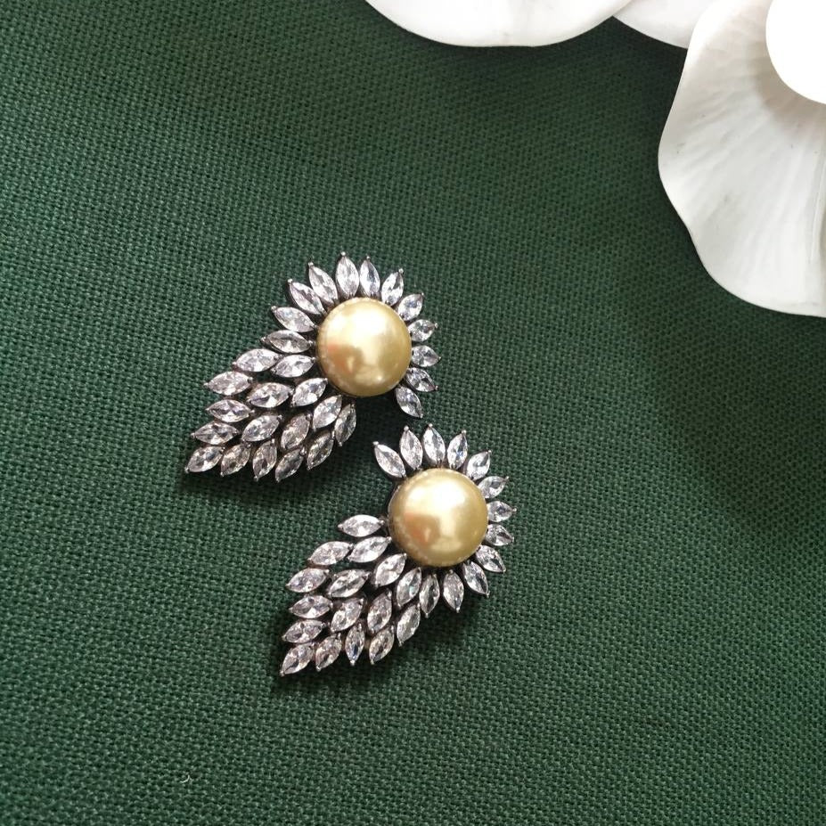 Studded Diamond Leaf Earrings Zayn Luxury Jewellery