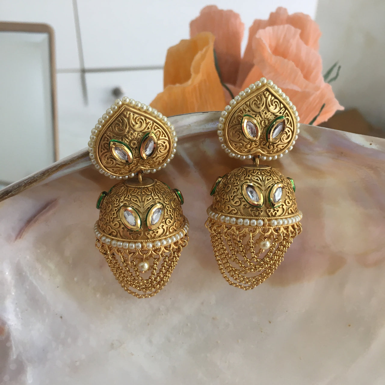 Meenakari Kundan Jhumki Earrings Zayn Luxury Jewellery