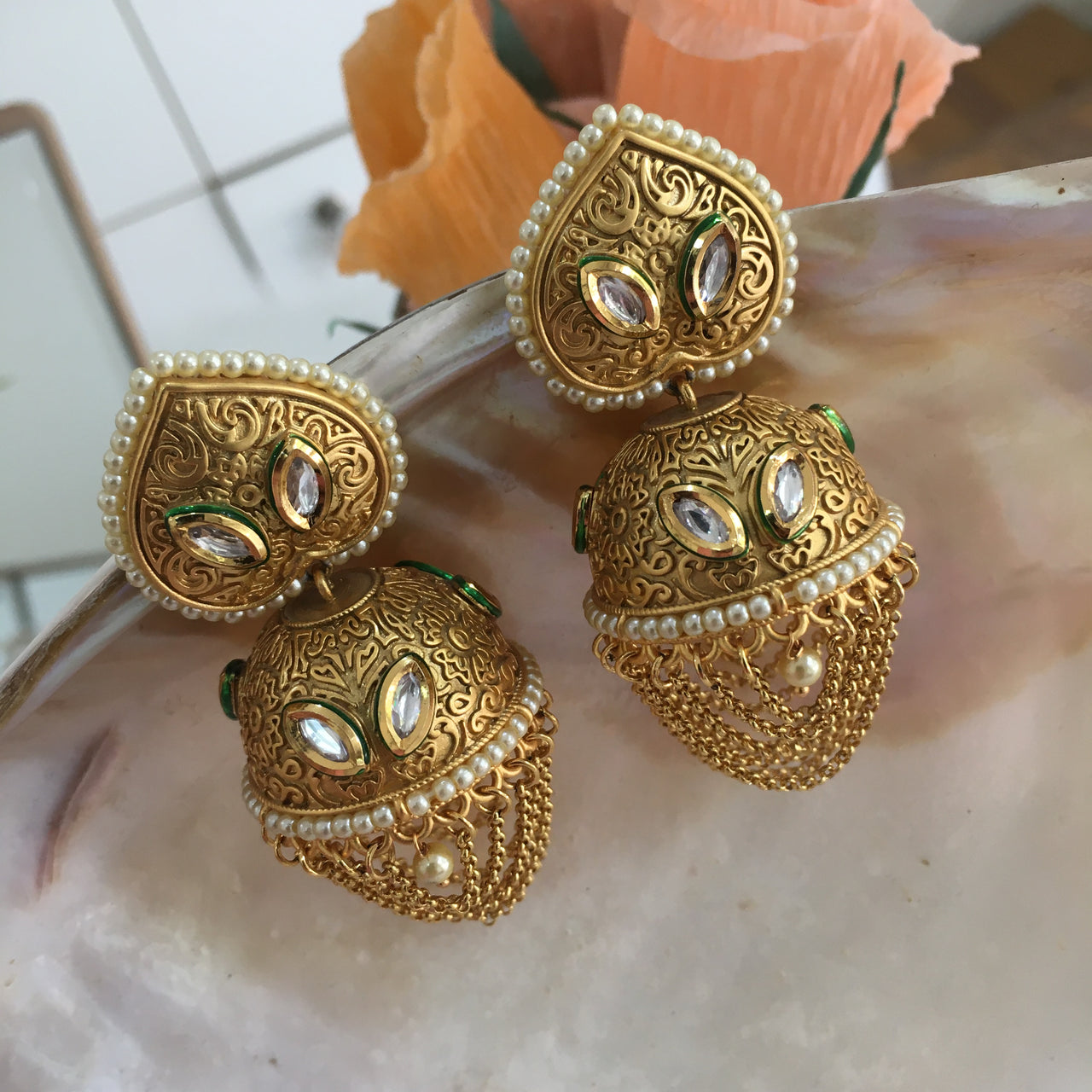 Meenakari Kundan Jhumki Earrings Zayn Luxury Jewellery