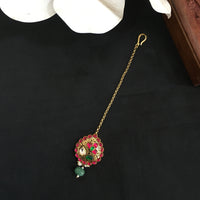Thumbnail for Gold Ruby Kundan Maang Tika Zayn Luxury Jewellery