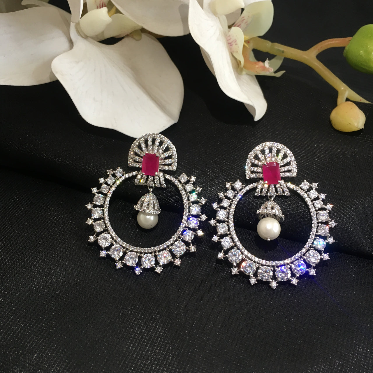 Diamond Ruby Dangler Earrings Zayn Luxury Jewellery