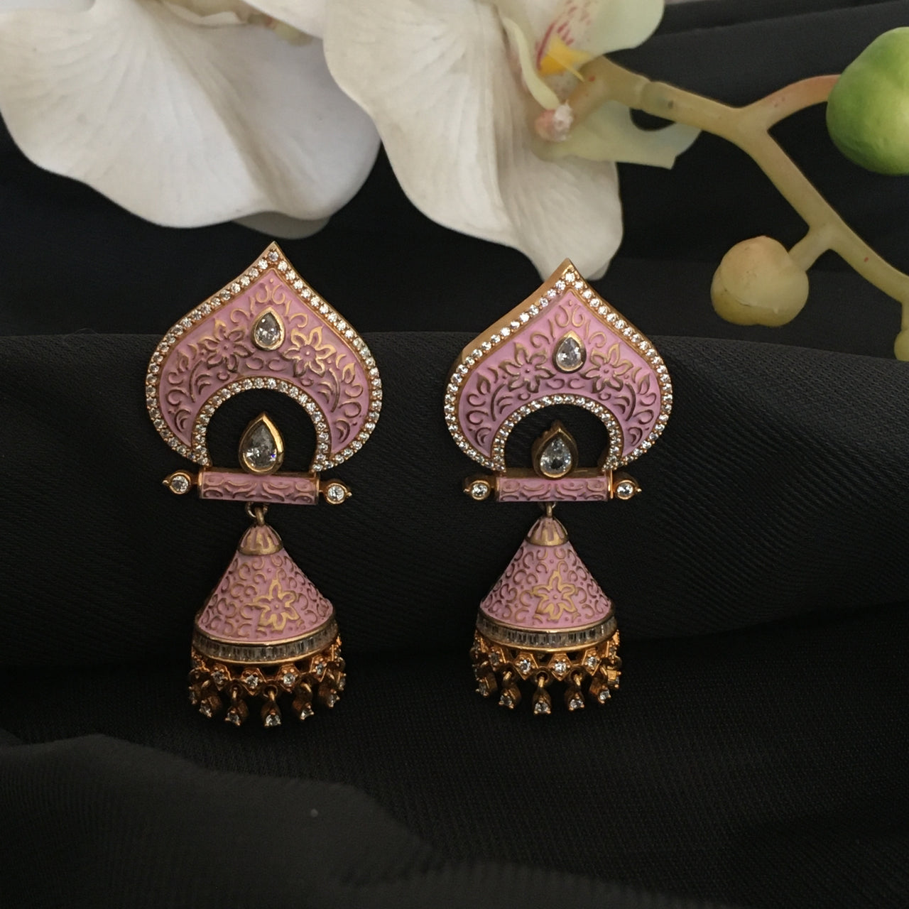 Meenakari Jhumki Earrings Zayn Luxury Jewellery