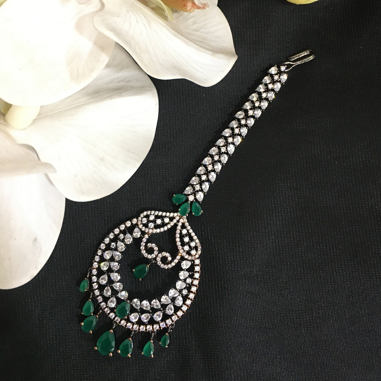 Emerald Diamond Maang Tika Zayn Luxury Jewellery