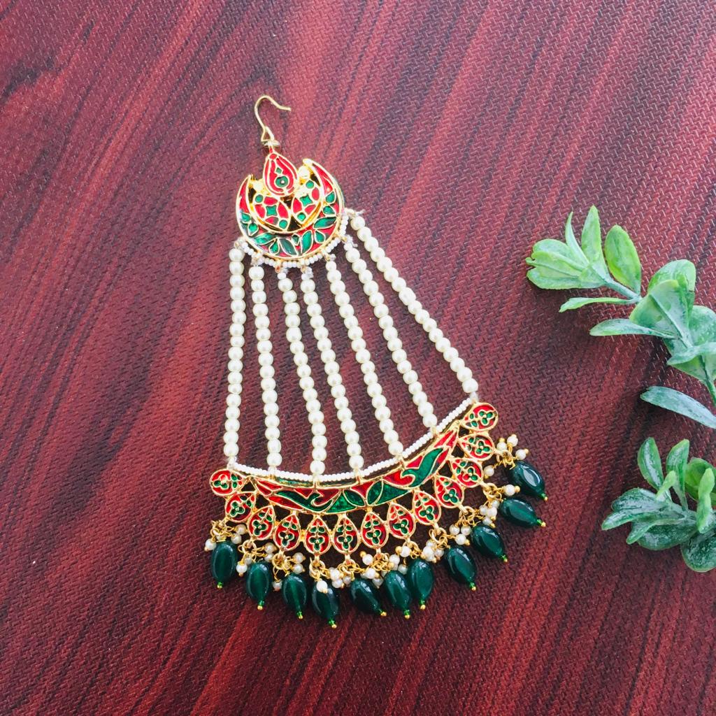 Kundan Emerald Pearl Passa Zayn Luxury Jewellery