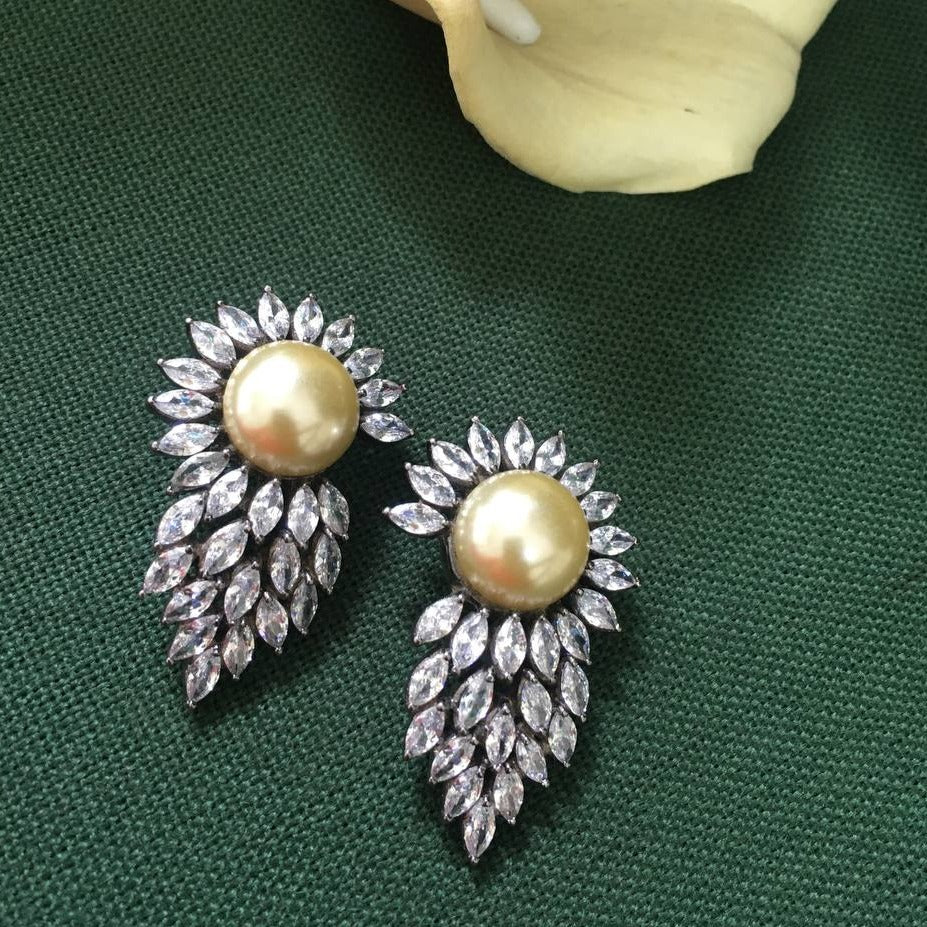 Studded Diamond Leaf Earrings Zayn Luxury Jewellery
