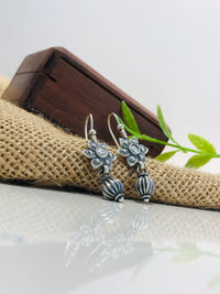 Thumbnail for 925 Silver Oxidise Flower Earrings