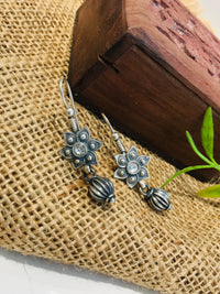 Thumbnail for 925 Silver Oxidise Flower Earrings