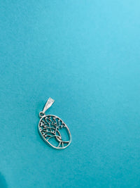 Thumbnail for Oval Tree Silver Pendant