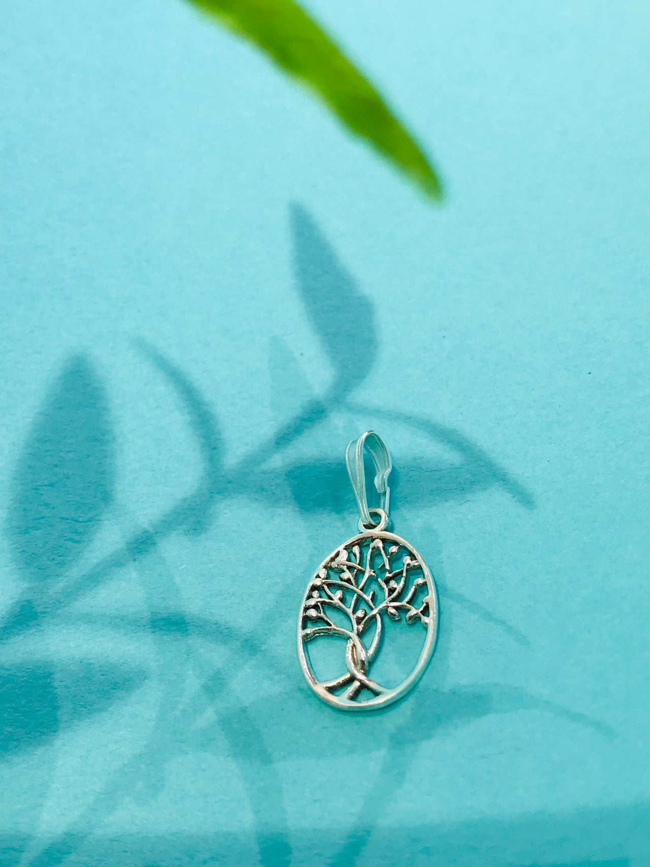 Oval Tree Silver Pendant