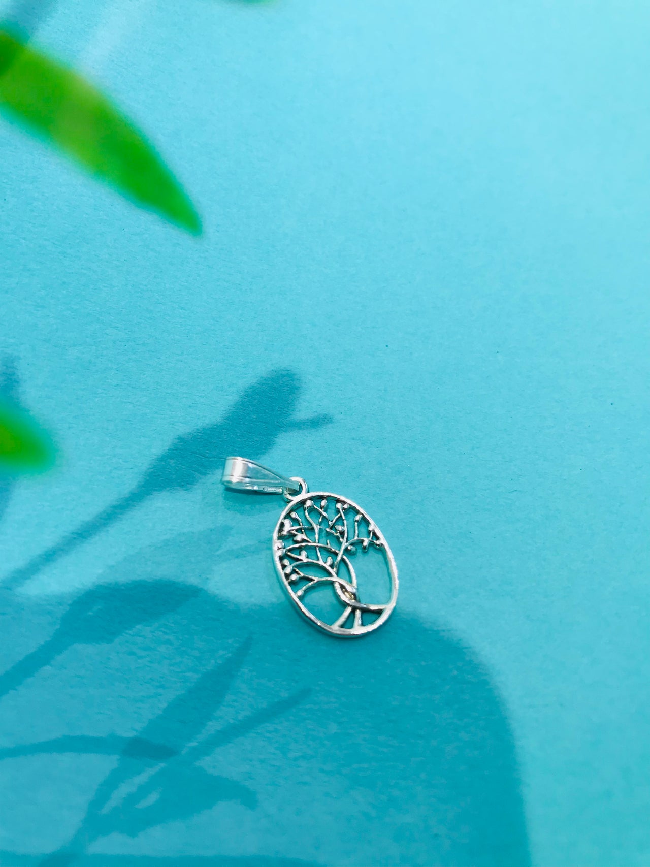 Oval Tree Silver Pendant