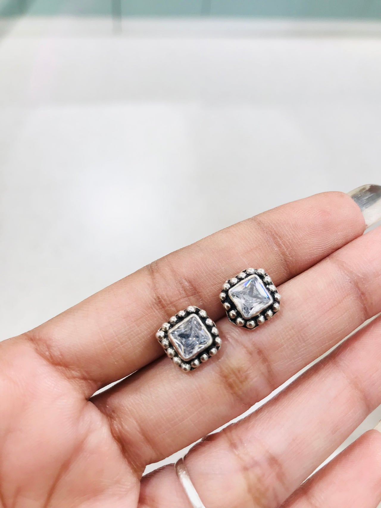 925 Oxidie Square Stud Earrings