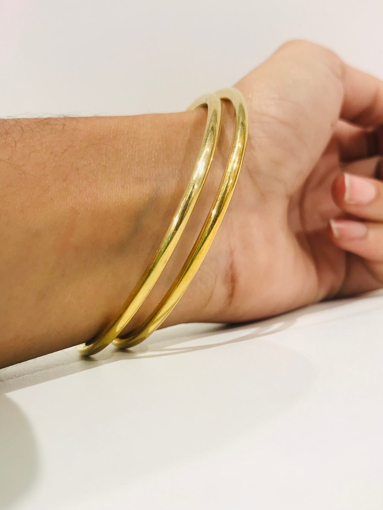 925 Silver Plain Gold Plated Bangle