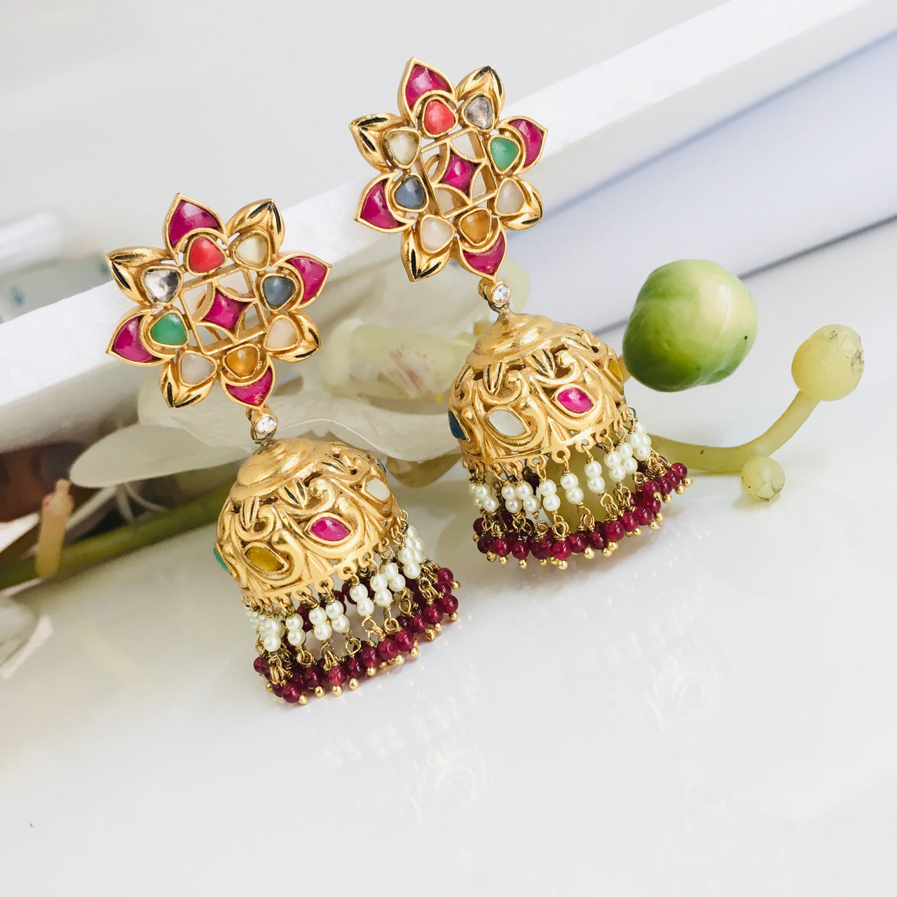 Navrattan Jhumki Earrings Zayn Luxury Jewellery