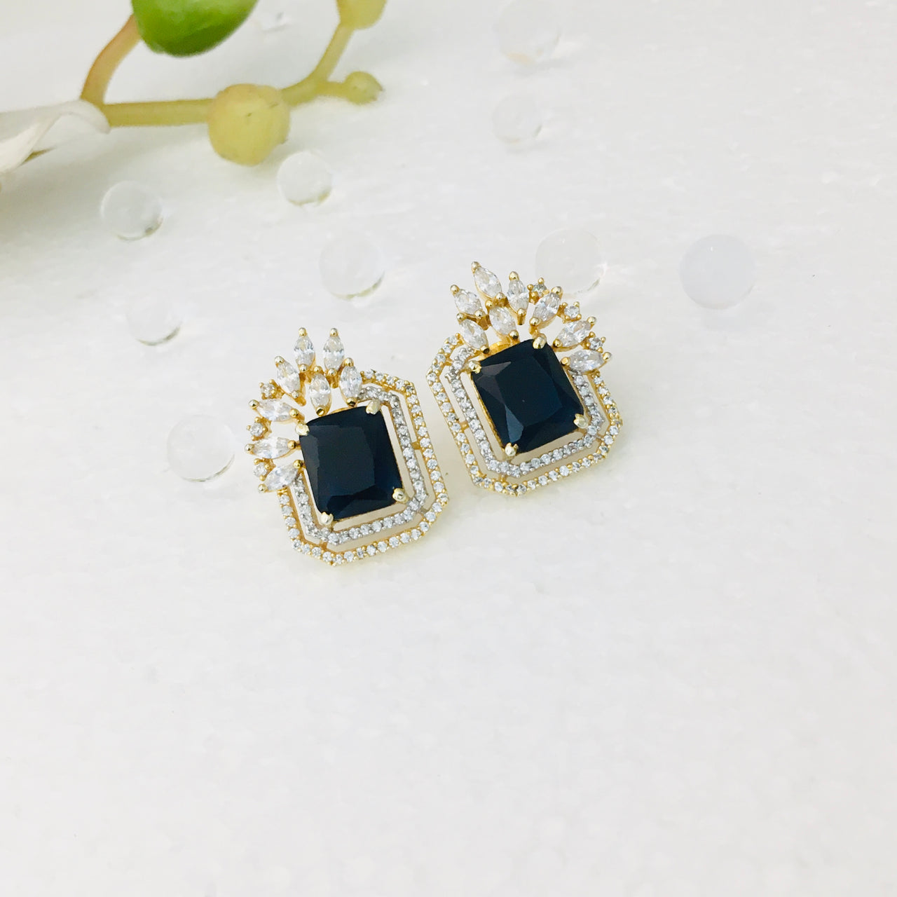 Blue Sapphire Stud Earrings Zayn Luxury Jewellery