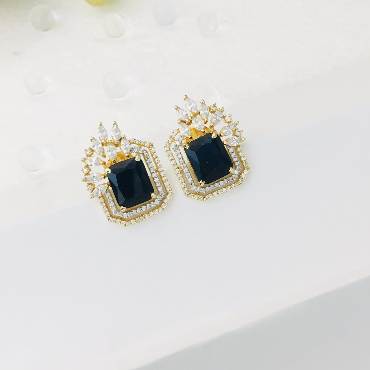 Blue Sapphire Stud Earrings Zayn Luxury Jewellery