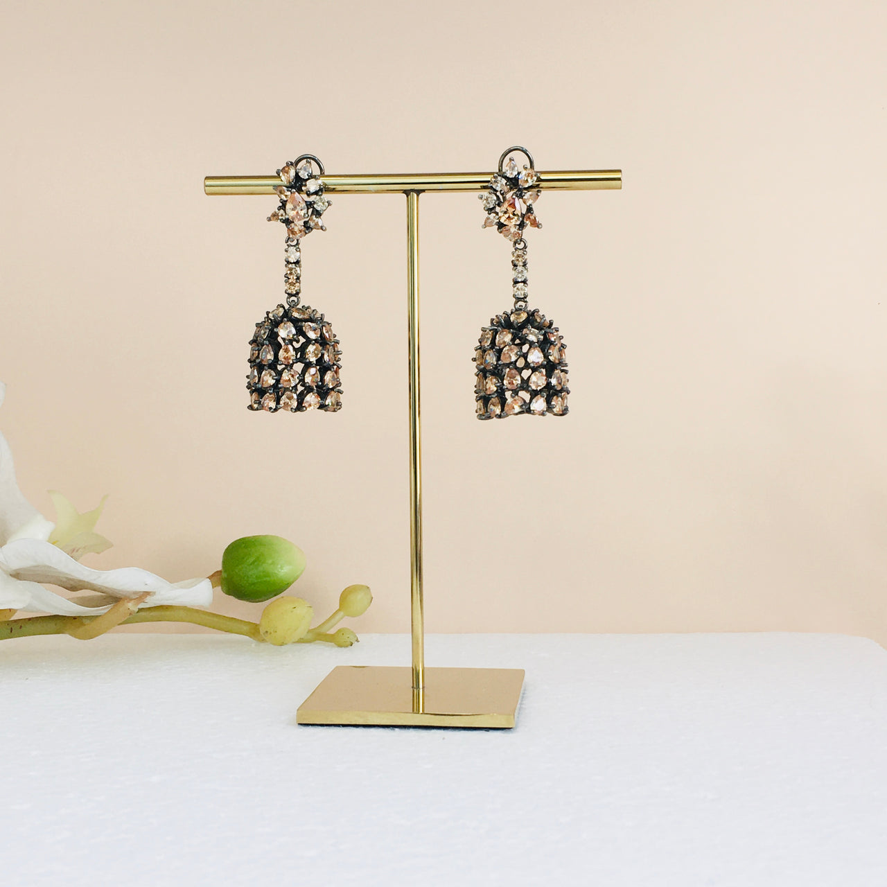 Bronze Dangler Jhumki Earrings Zayn Luxury Jewellery