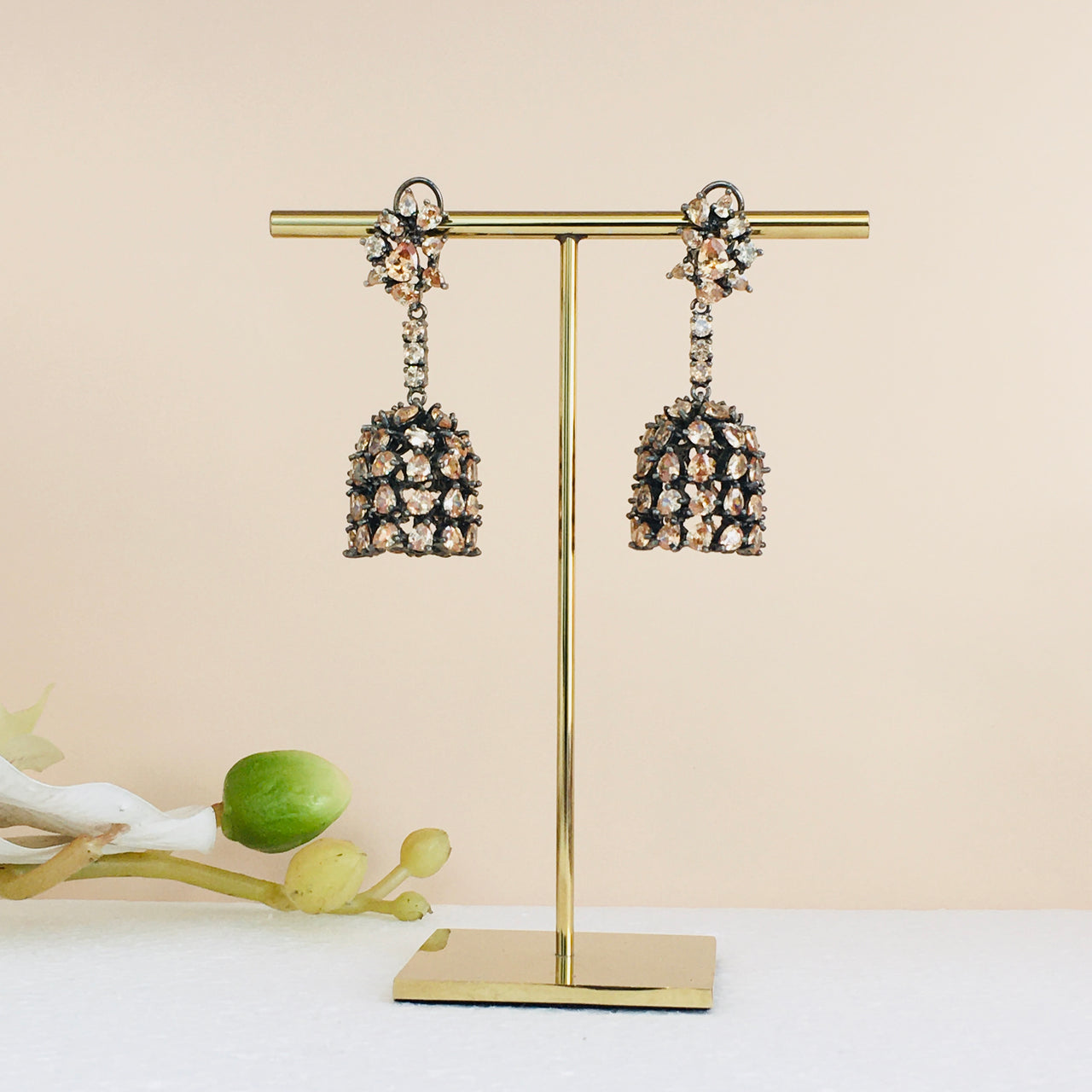 Bronze Dangler Jhumki Earrings Zayn Luxury Jewellery