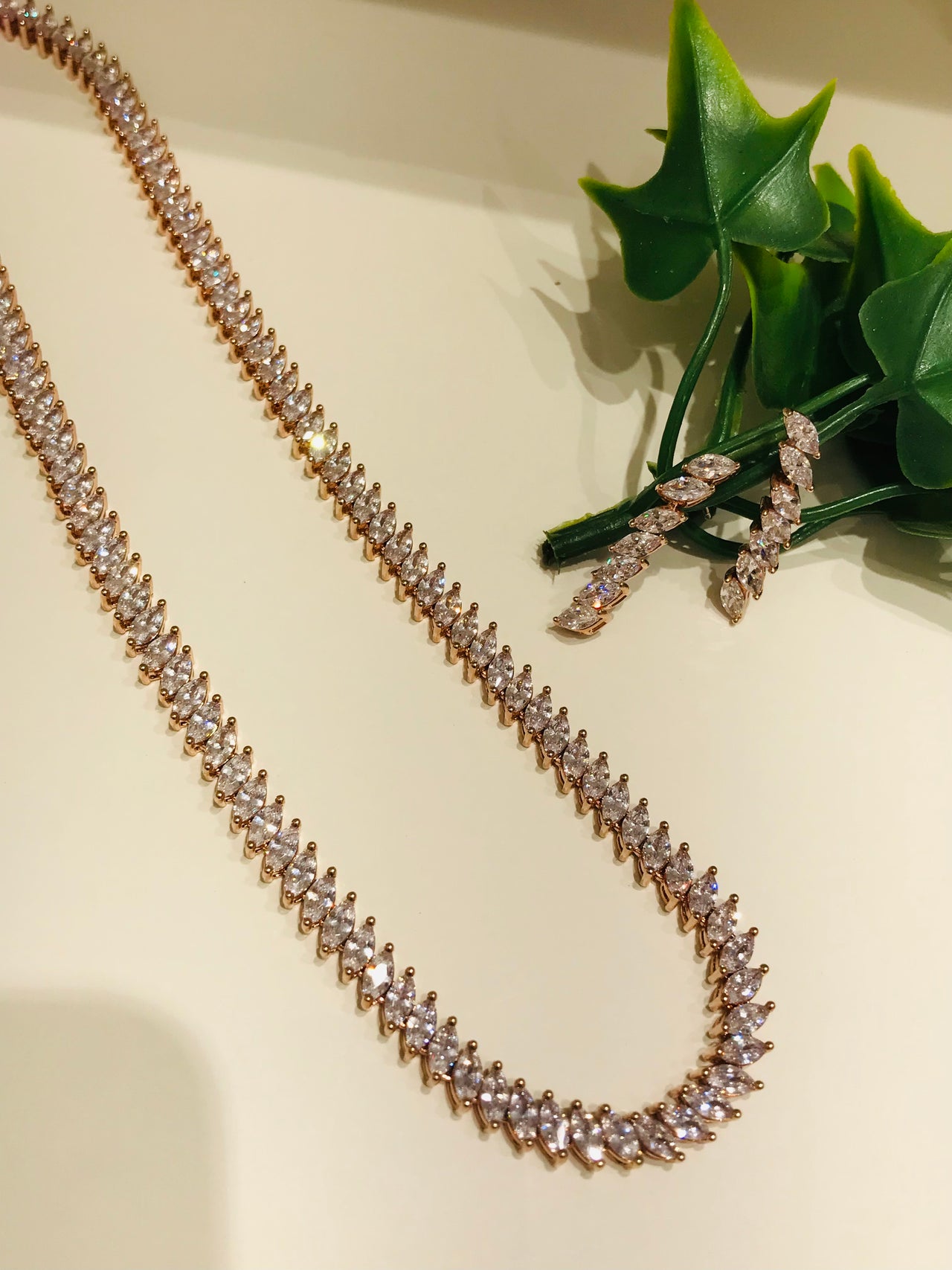 Rose Gold Diamond Necklace Set