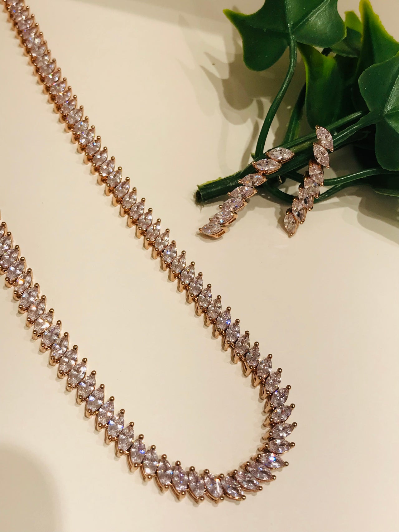 Rose Gold Diamond Necklace Set