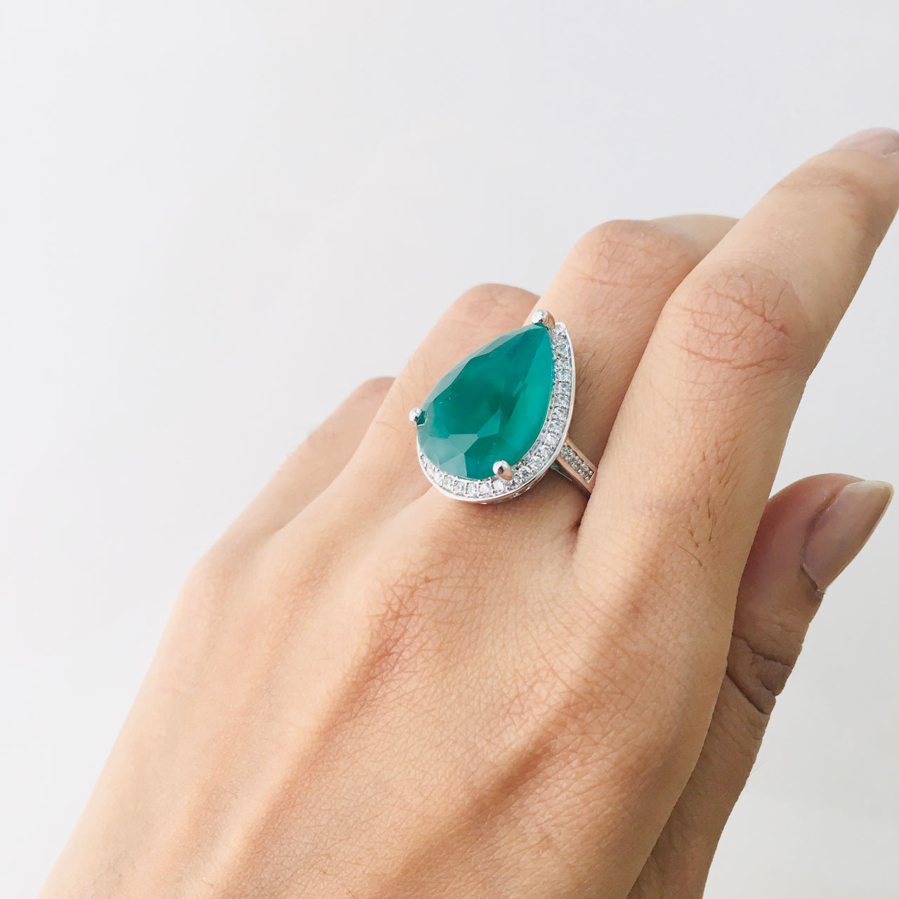 Big Drop Emerald Ring Zayn Luxury Jewellery