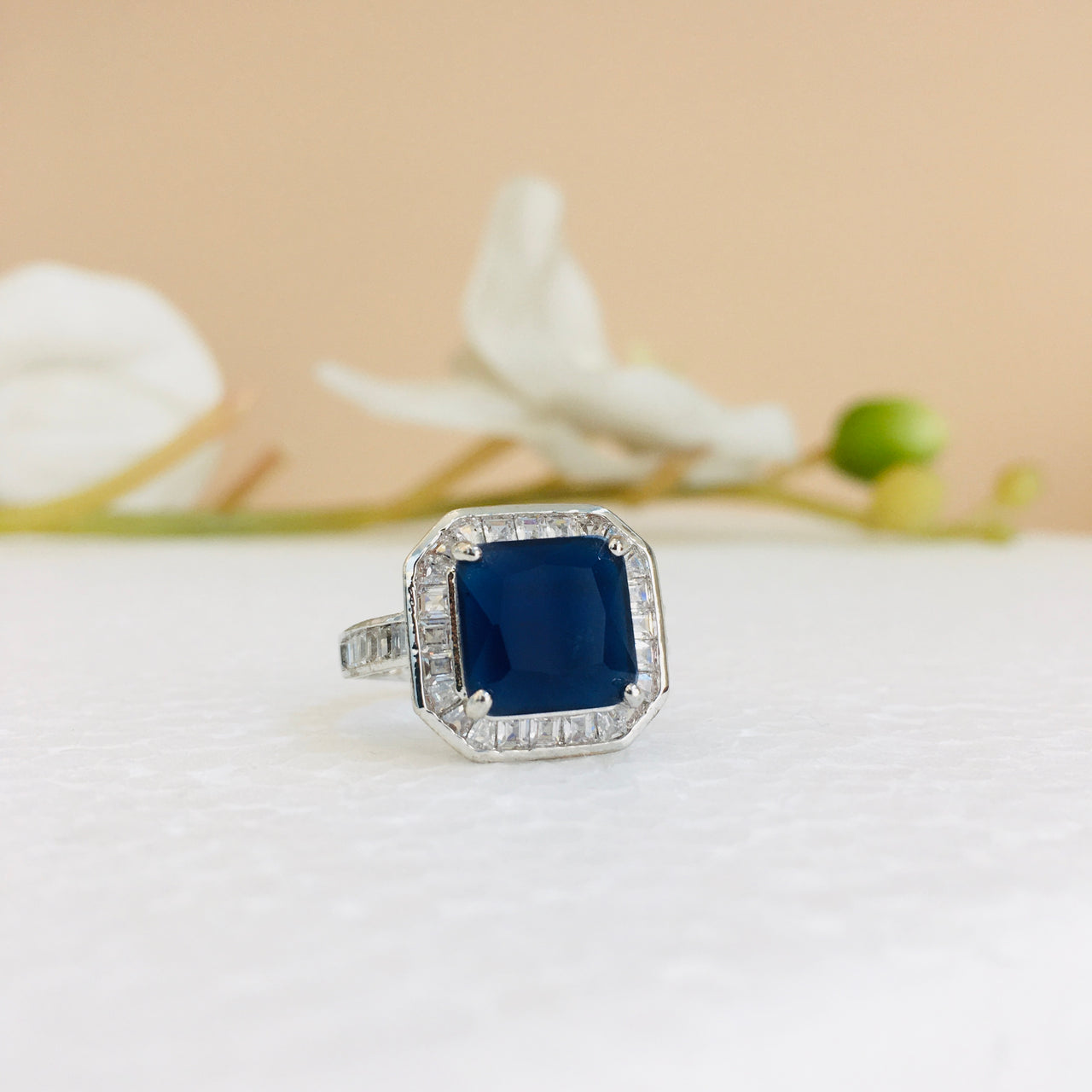 Square Blue Sapphire Ring Zayn Luxury Jewellery