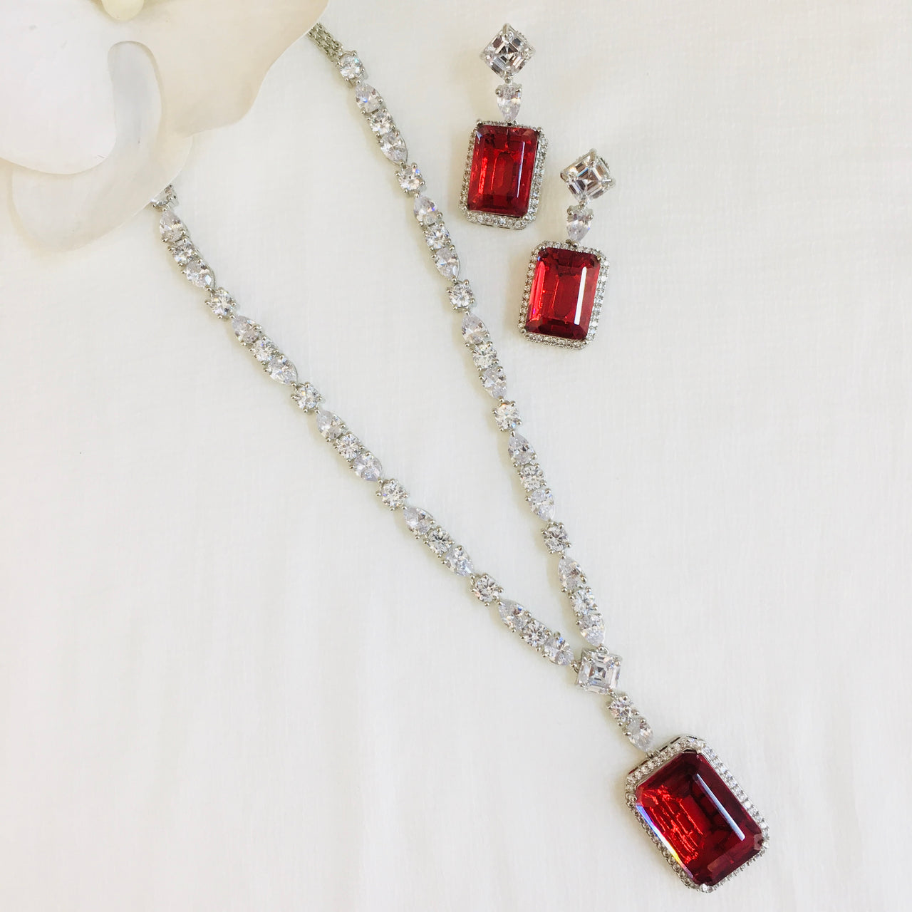 Ruby Diamond Necklace Set Zayn Luxury Jewellery