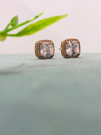 Thumbnail for Princess Cut Rose Gold Stud Earrings