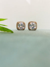 Thumbnail for Princess Cut Rose Gold Stud Earrings